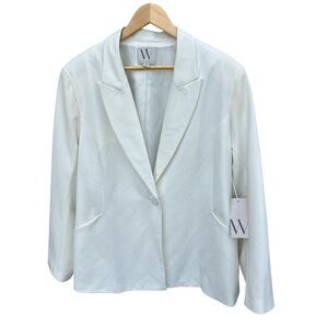 Worthington Women's White Notch Lapel Single-Breasted Blazer XXL One-Button